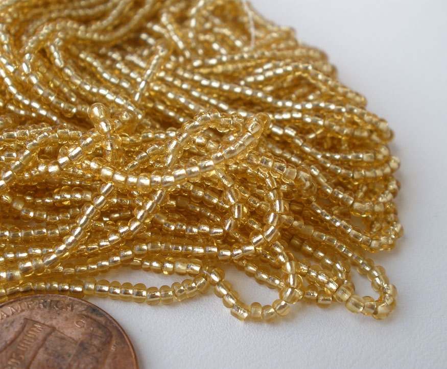 Czech Seed Glass Beads Green Bronze Cut Tubes 2x4.2mm Vintage 1 hank with .61mm hole