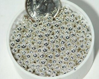 3mm Silver Plated Round Smooth Metal Beads Choose quantity Lead Free