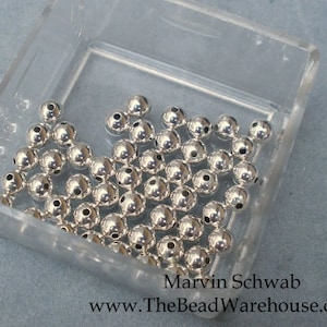 Sterling Silver 4mm Round Beads Choose 20, 50 pieces Seamless made in the USA