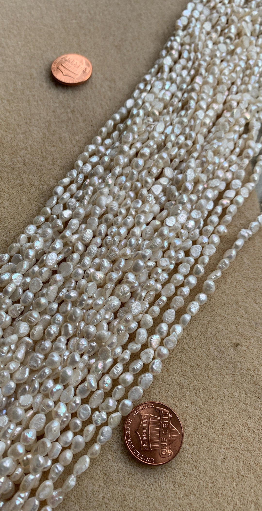 SPECIAL Fresh Water Pearls Rice Shape 16 Inch Strand White Pearl Beads ...