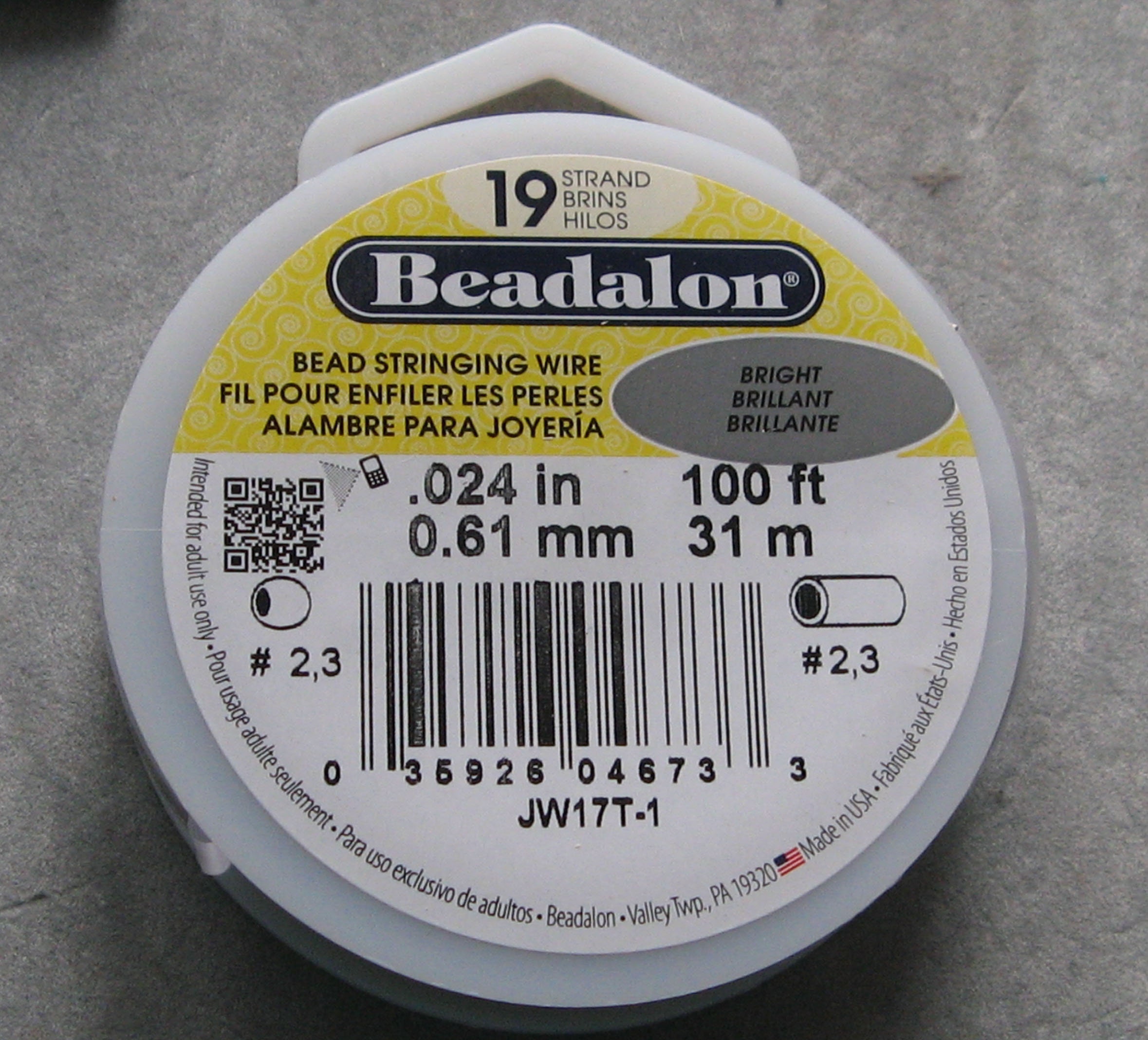 Beadalon Wire Standard Bright 19 Strand .010 Inch / 30Ft