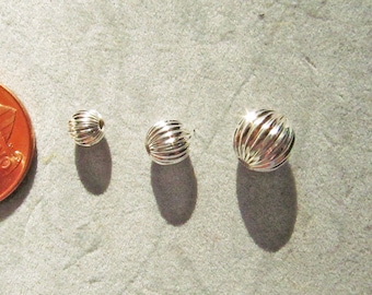Sterling Silver Corrugated round spacer beads 4,5,6 and 8mm