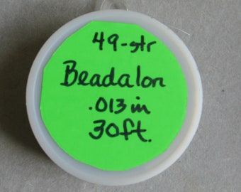 Alambre para abalorios Beadalon, 49 hebras, 0,013, carrete de 30 pies, etiqueta genérica