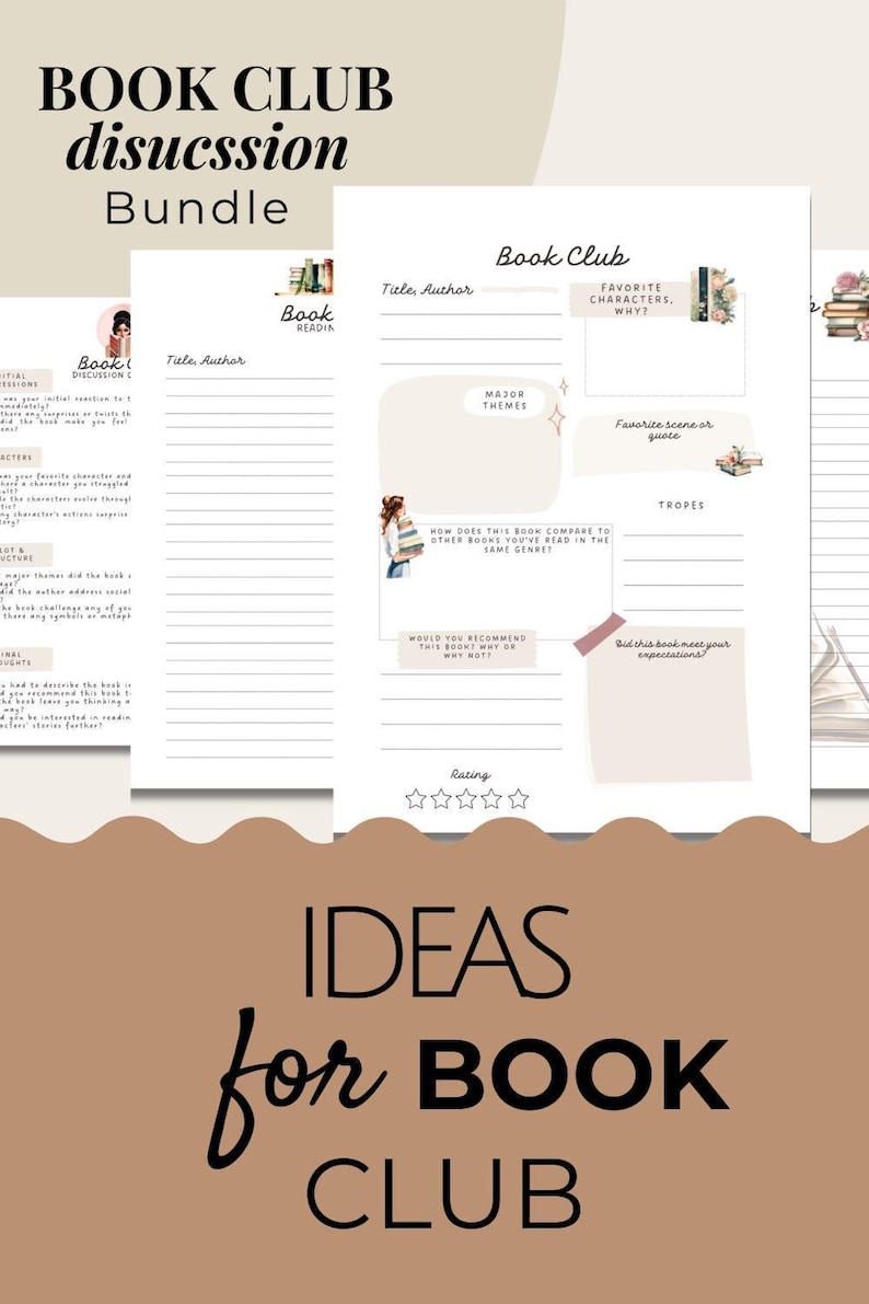 Book Club Guide Printable Template Discussion Questions Reading Group ...