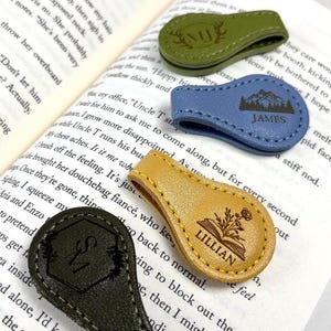 Leather Bookmark Magnetic Page Holder Custom Made Personalized Gift Reader Birthday Present Idea Bookworm Reading Accessory Book Marker