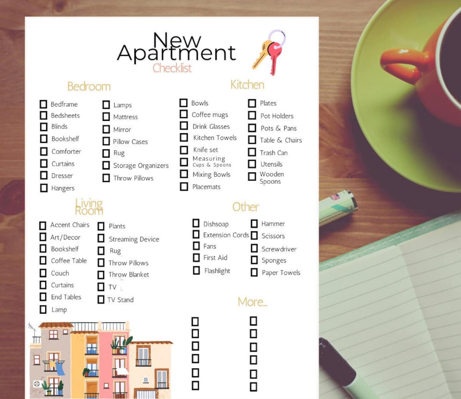 Editable Apartment Move in Checklist for New Apartment List for