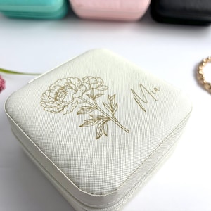 Joyero de viaje personalizado, idea de regalo personalizada para la dama de honor, joyero de viaje grabado, regalo de boda