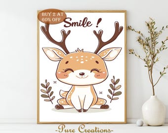 Lächeln Kawaii Digital Print Wall Art | Positive Kinderzimmer Dekoration | Kinderzimmer Sofort Download | Niedliches Wohndekor | Reine Kreationen