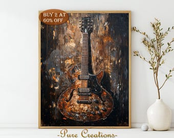 Rustic Guitar Print: Vintage Instrument Wall Art (Digital Download)