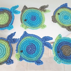 Fish Coasters Set of 2 or4. Crochet Coasters Colorful Fish. Drink Coasters. Ocean Fish. Sea Life Coaster. Seafood Coaster. Aquarium Coasters