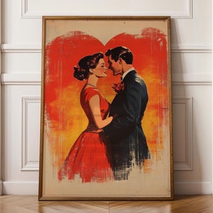 Vintage Couple Wall Art, Vintage Digital Wall Art, Printable Romantic Couple Wall Art, Love Wall Art, Couple Painting, Hugging Couple Print