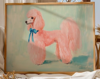 Pink Pudel Digital Art Print - Verspielte Tier Wandkunst für Kinder und moderne Räume - Kräftige Farbpalette,Pink Pudel Wand Kunst Druck, Poddle