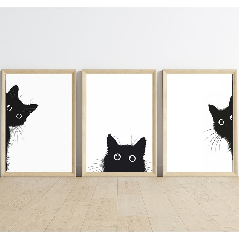 Black Cat Print Etsy