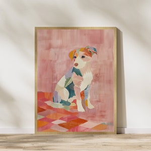 Maximalistischer Hundedruck, Adretter im Wohnheim, Dopamin-Dekor, Wandkunst im Trend, bunte Tierdruck, ästhetisches Wohnungsdekor, druckbare Hundekunst