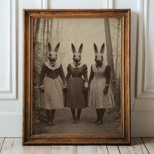Rabbit Cult of the Forest, Vintage photography, Art Poster Print, Dark Academia, Gothic Occult Poster, Witchcraft, Gothic Home Decor, Creepy