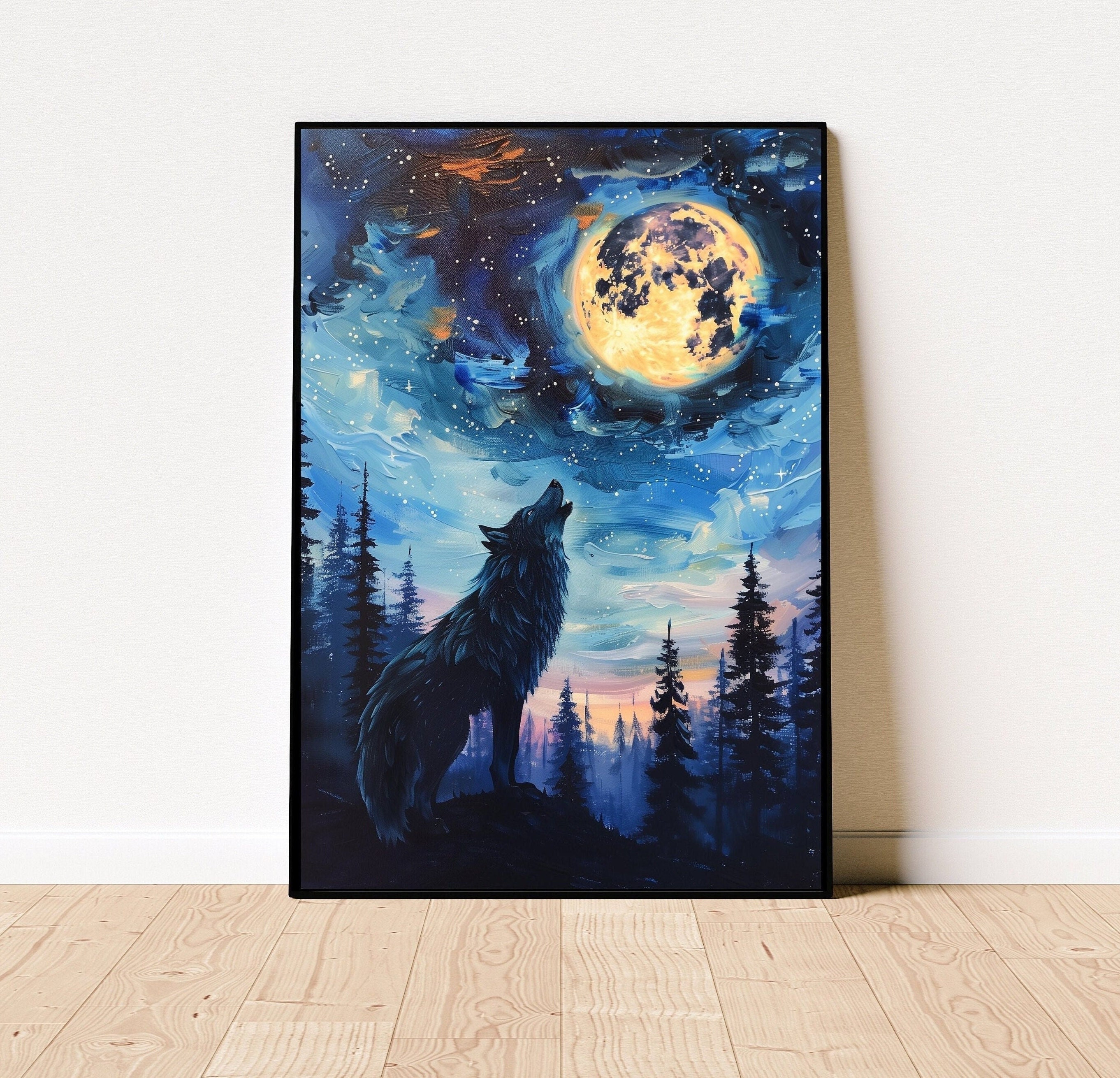 Pintura al óleo del lobo - Etsy México, image size:2723x2620