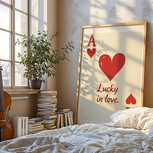 Romantic Valentine's Day print featuring a red heart and love message