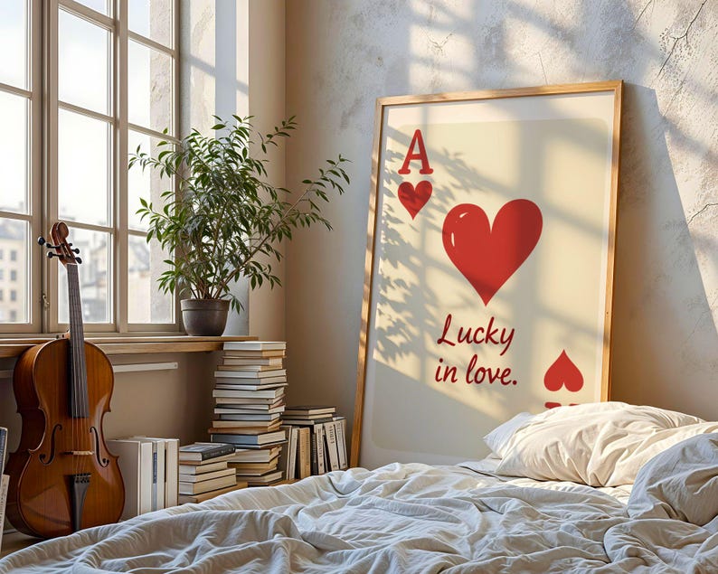 Romantic Valentine's Day print featuring a red heart and love message