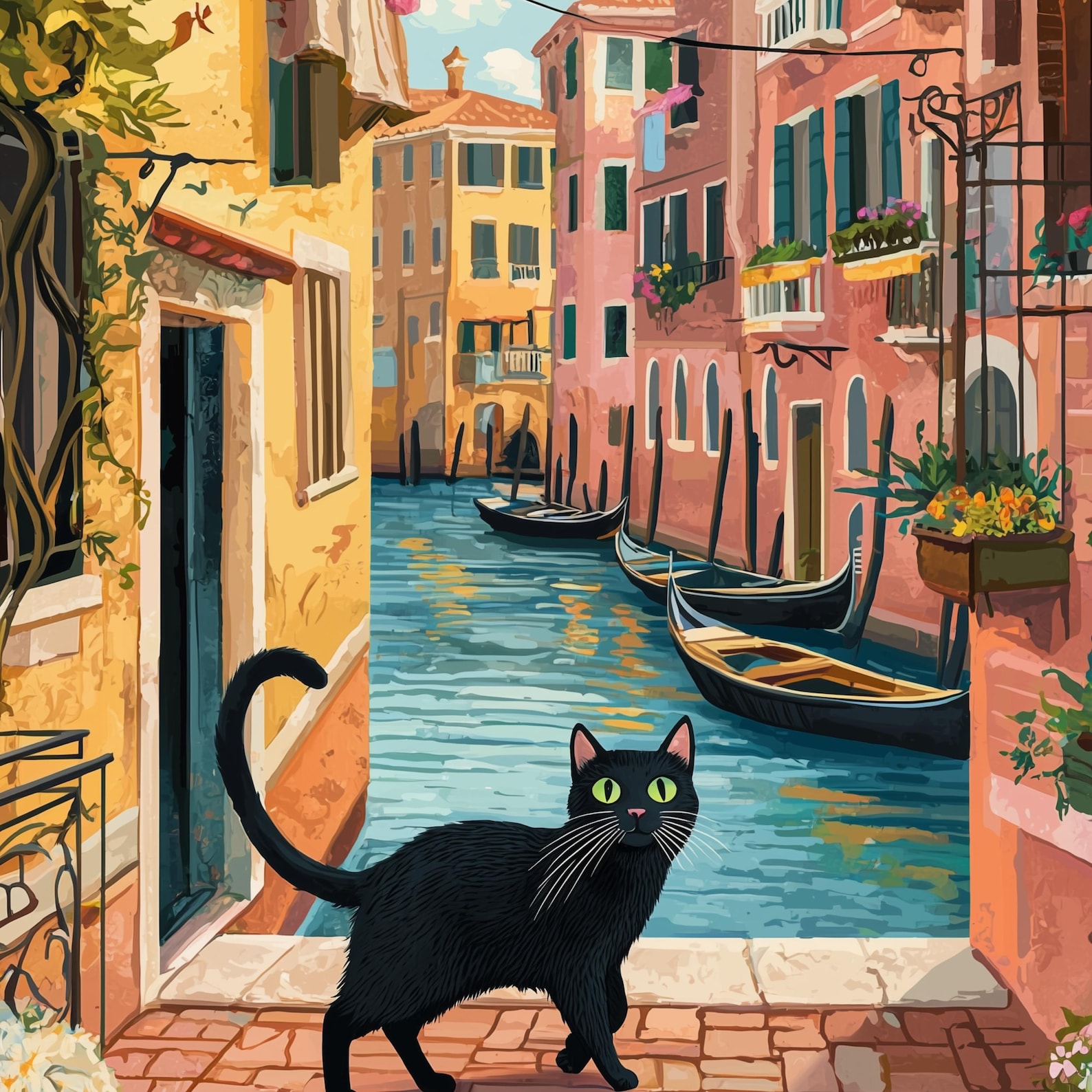 Venice Print, Venice Poster, Venice Wall Art, Venice Black Cat Poster ...