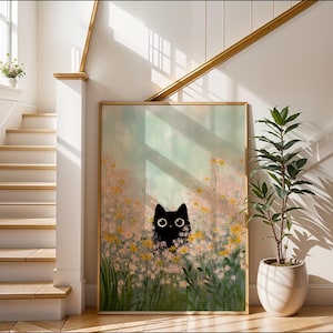 cute kitty hiding in flowers