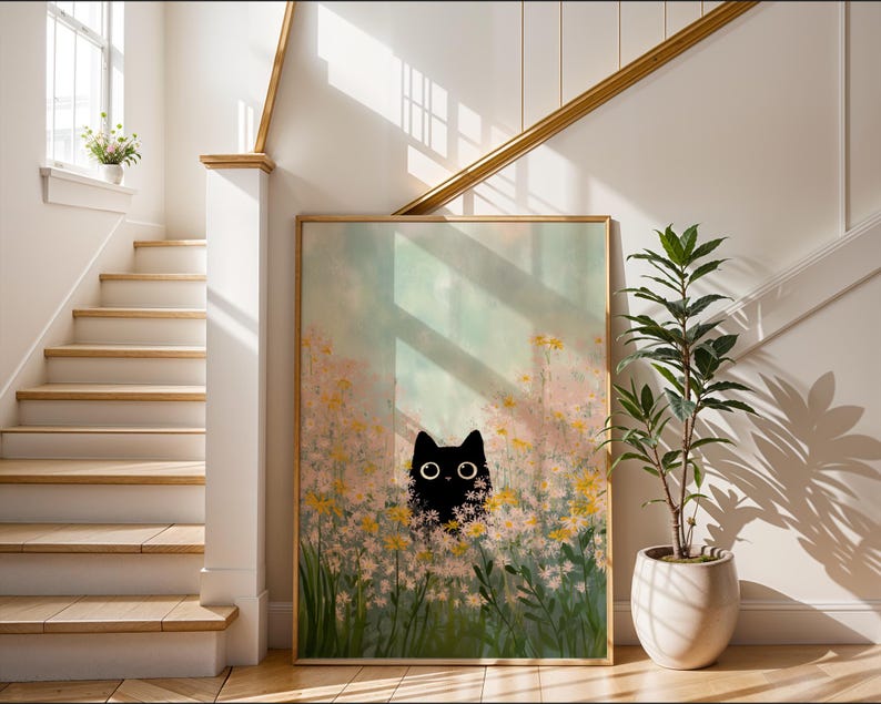 cute kitty hiding in flowers