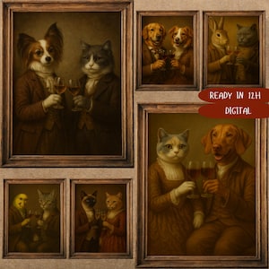 custom royal pet portrait with wine