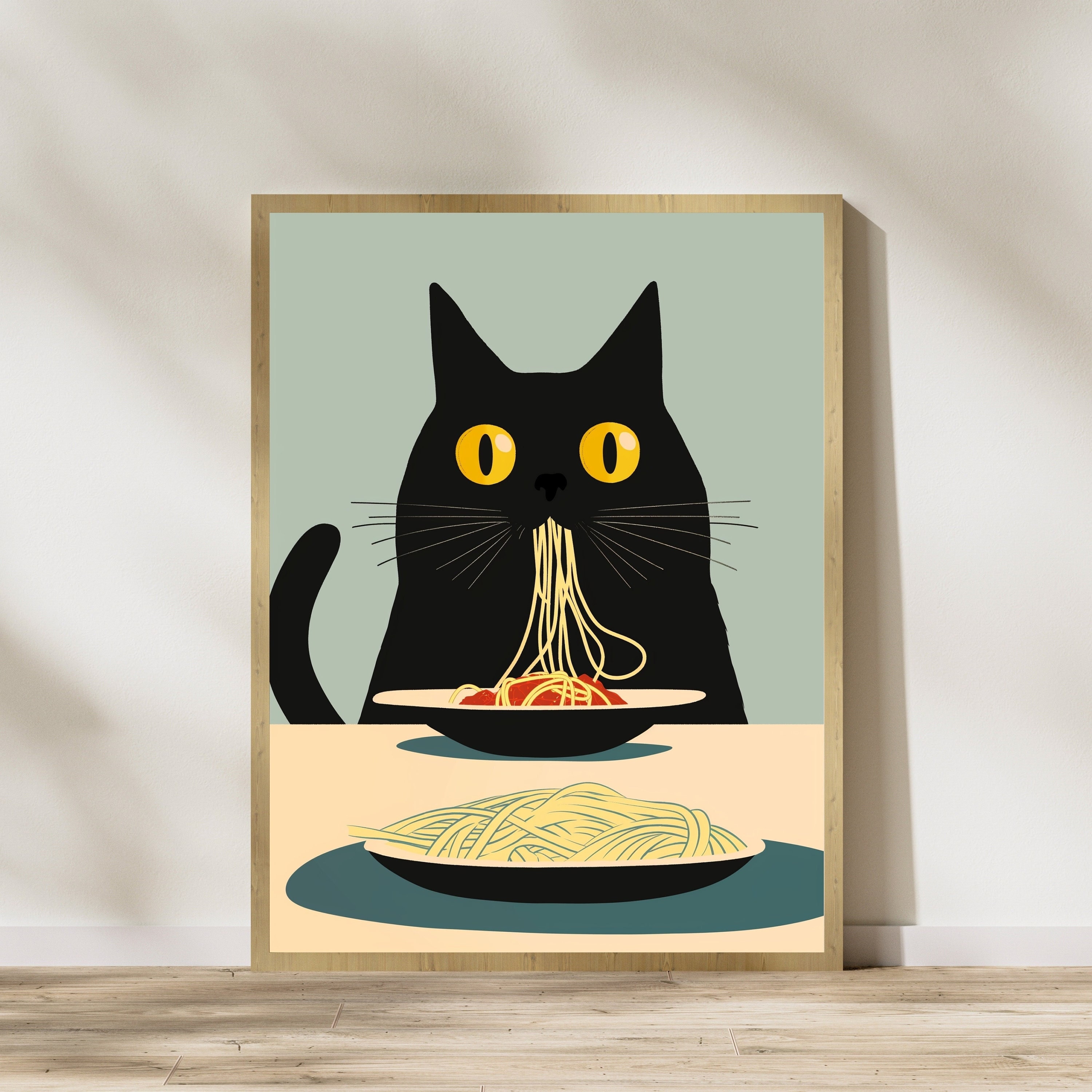 絵画。原画☆キャンバスF6【黒猫は白猫とデートして美味しいケーキを食べます】 a90f86425e6c738d1451bda3f75427