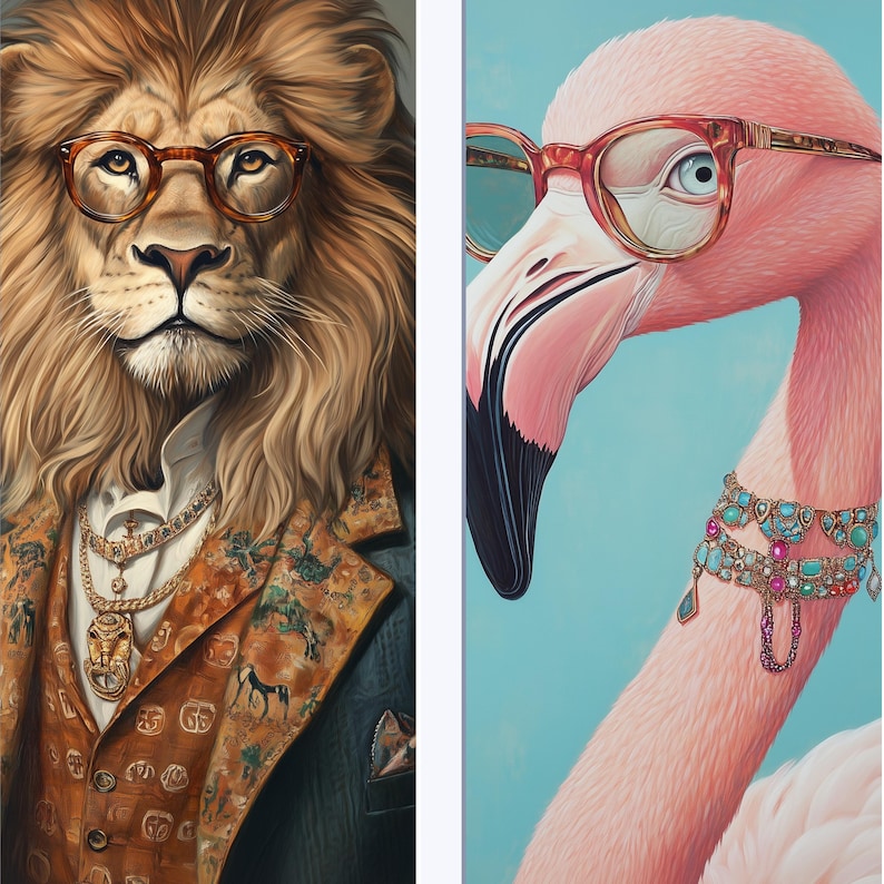 Maximalist eclectic animals wall art