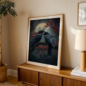 Witchy raven love art poster