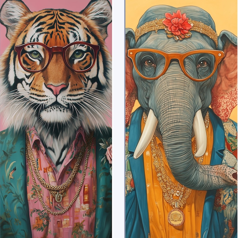 Fashionable elephant with glasses poster