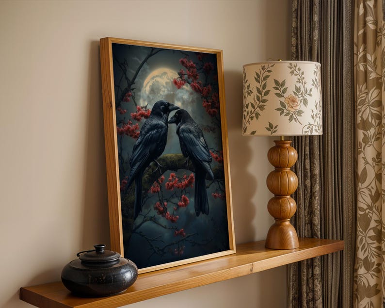 Romantic gothic crow painting