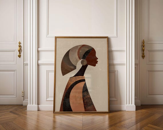 African American Wall Art, Modern Afrocentric Decor, African Art Print, Abstract Black Woman Wall Art Print, Neutral Wall Art Print