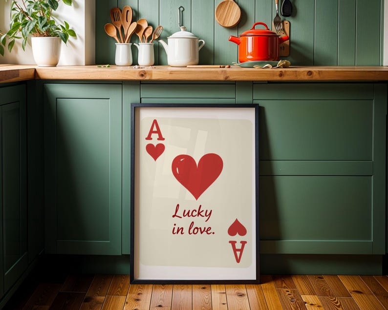 Ace of Hearts Digital Download, Poker Card Poster
