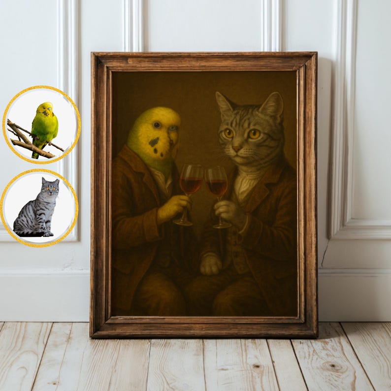 aristocratic dog cat painting