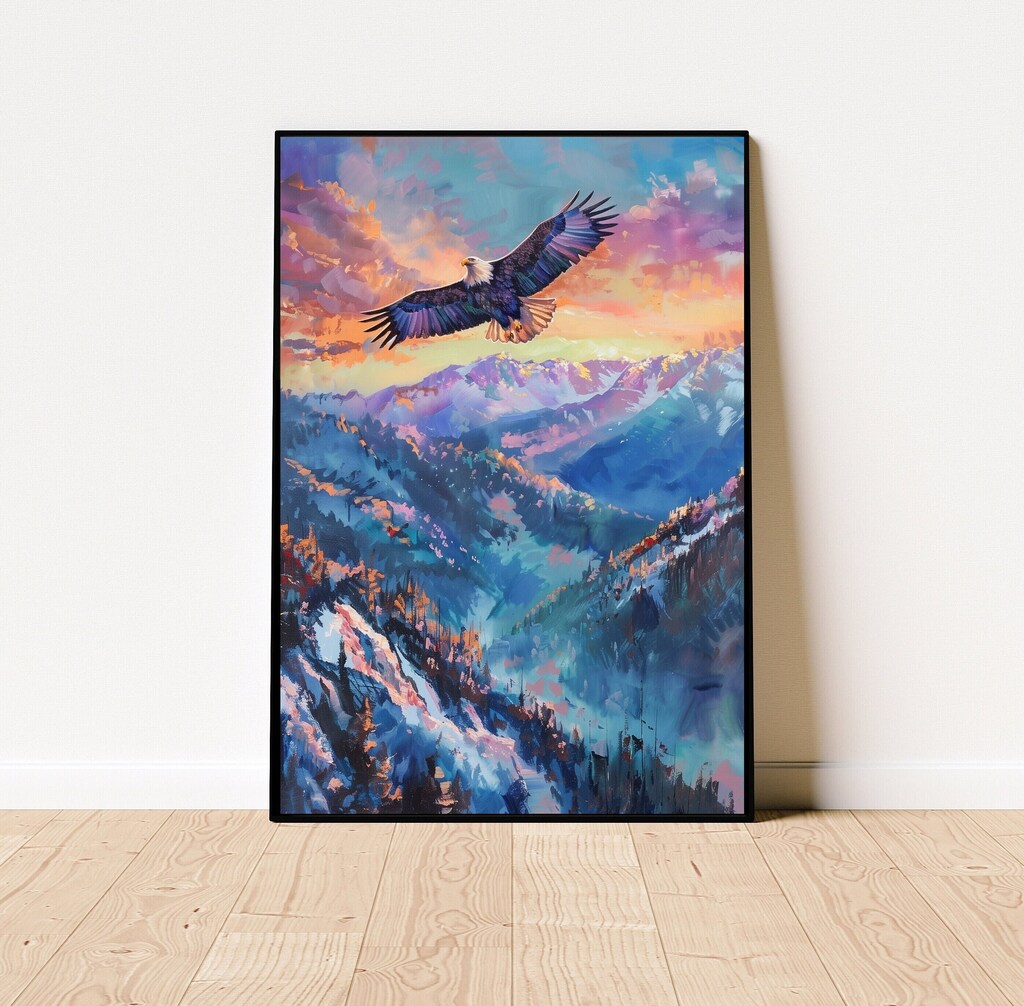 Stampa Su Tela Aquila 80x60 Cm – Quadro Decorativo Da Parete, Made In Germany