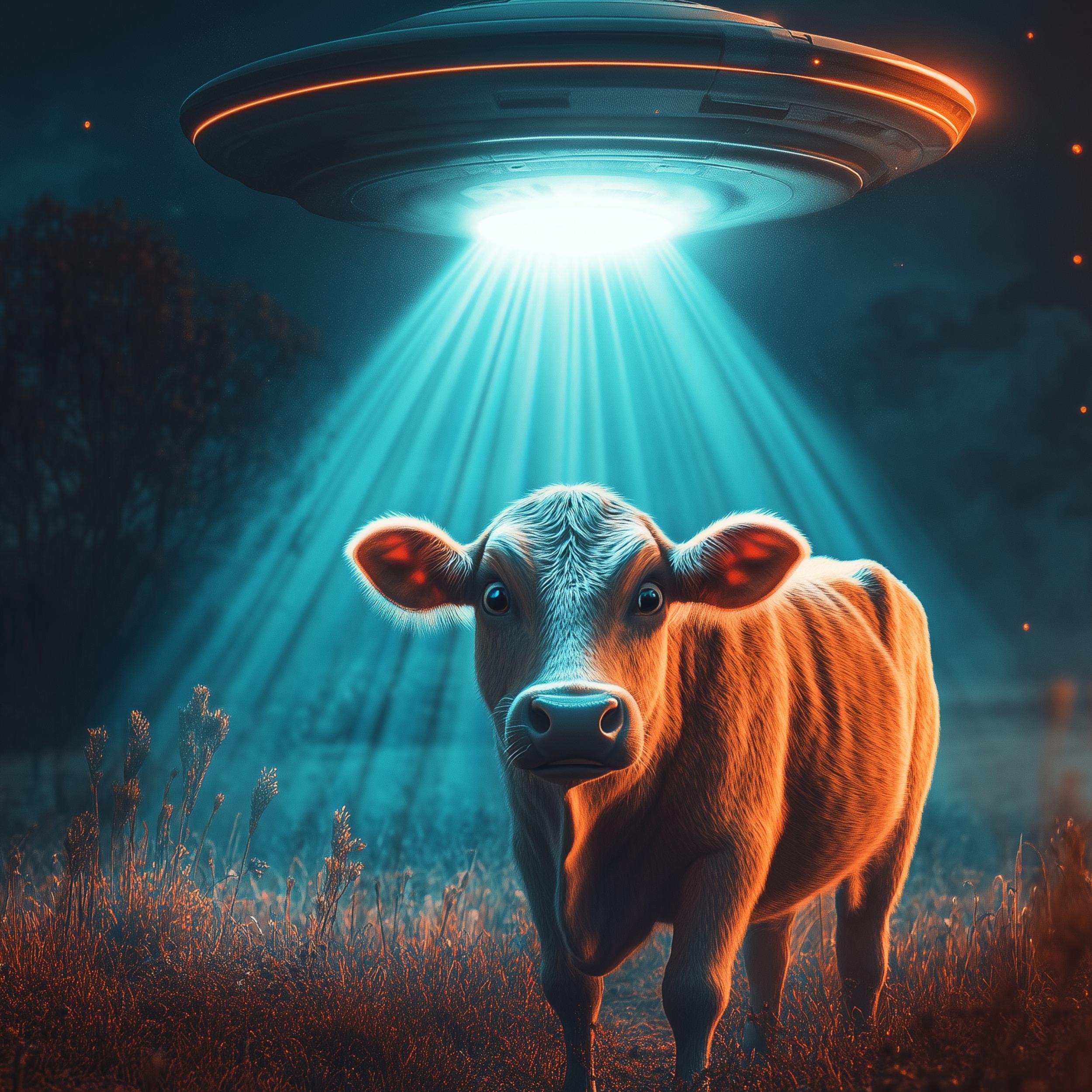Cow Alien Abduction Art Print, Vintage UFO Print, Digital Download ...
