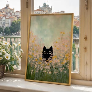 whimsical floral cat print