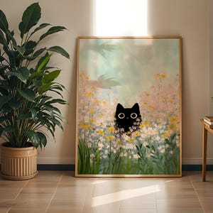 meadow scene cat artwork
