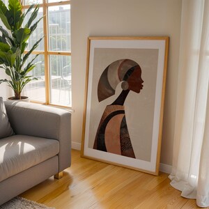 Earthy neutral wall art featuring brown black cream geometric illustration