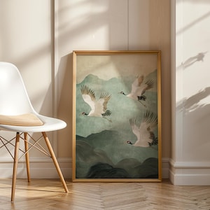 Zen-inspired wall art with serene Japanese landscape