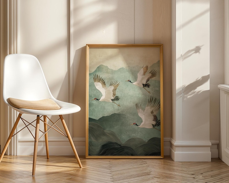 Zen-inspired wall art with serene Japanese landscape