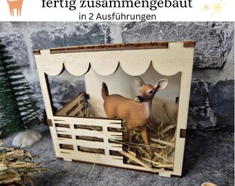 Reindeer stable with manger, wood, fully assembled in two colors to choose from, gnome decoration, animal stable decoration, gnome world