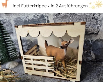 Reindeer stable gnome time, miniature wooden stable -DIY set, animal stable miniature, gnome door reindeer stable, decorative animal stable made of wood