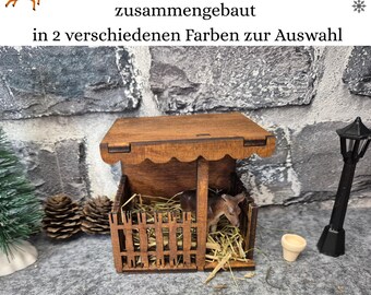 Small, fully assembled reindeer stable, wooden animal stable for gnomes, small gnome reindeer stable, gnome house accessories stable, gnome fairies