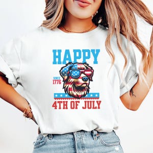 Patriotic Dog T-Shirt: USA Flag July 4th Tee