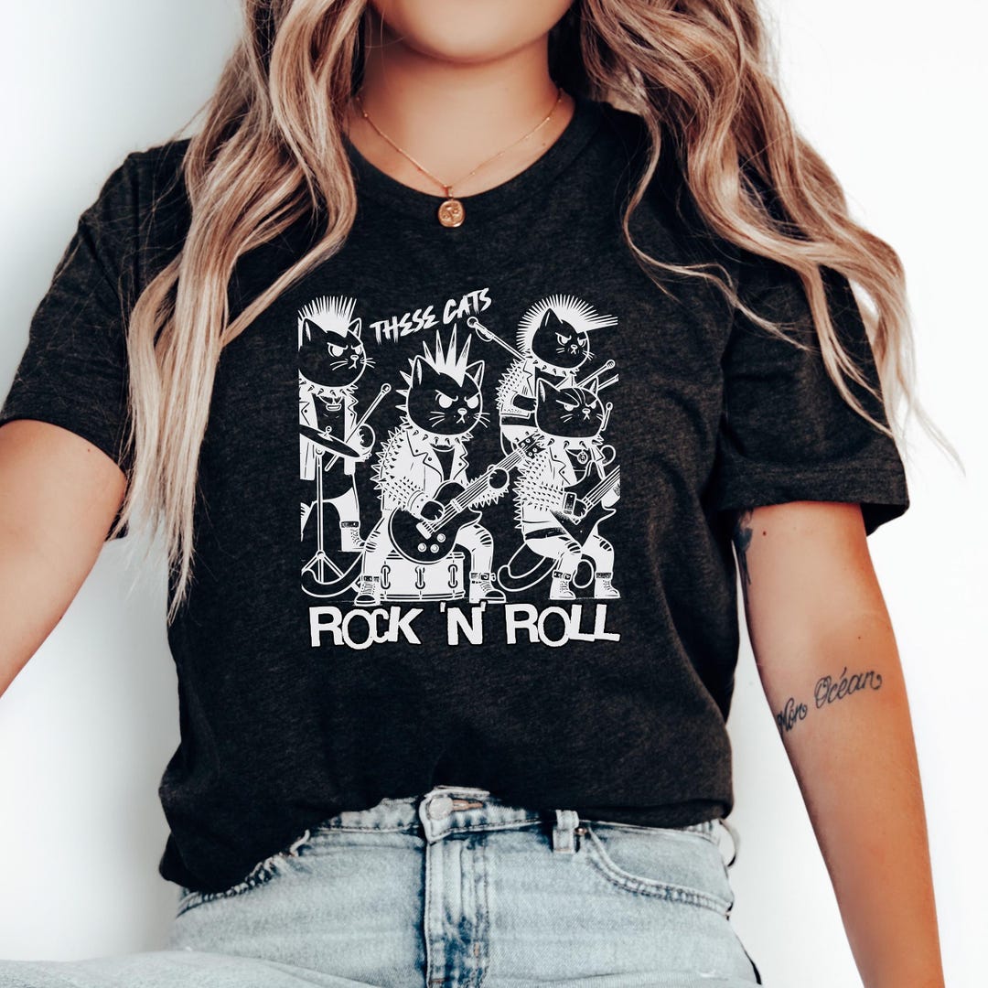 Cats Rock N Roll T-shirt: Punk Rock Cat Band Unisex Tee - Etsy