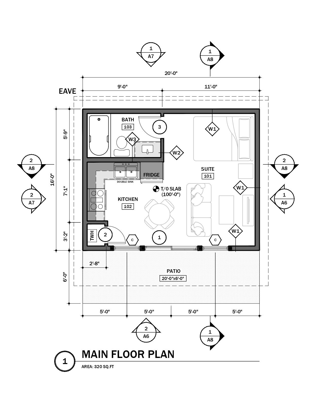 Charming 20'x16' Suite-style Small Cabin Floor Plan | Ideal for Airbnb,  Tiny Home Living, and Off-grid Living - Etsy, image size:1275x1650