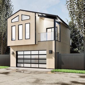 24&#39;x24&#39; Garage ADU Plan – 1-Bedroom Suite Above & Deck