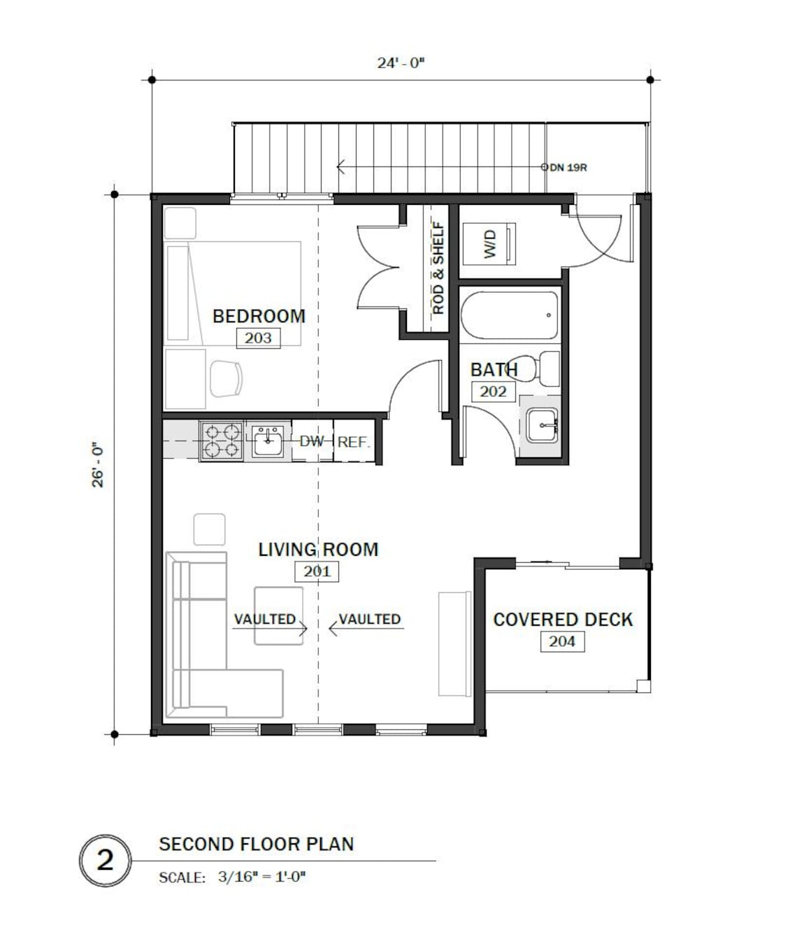 24'x24' Garage ADU Plan – 1-bedroom Suite Above & Deck - Etsy
