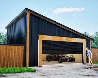 24x24 Modern Garage Plan | Spacious Two-Car Garage with Contemporary Design | DIY Building Plans